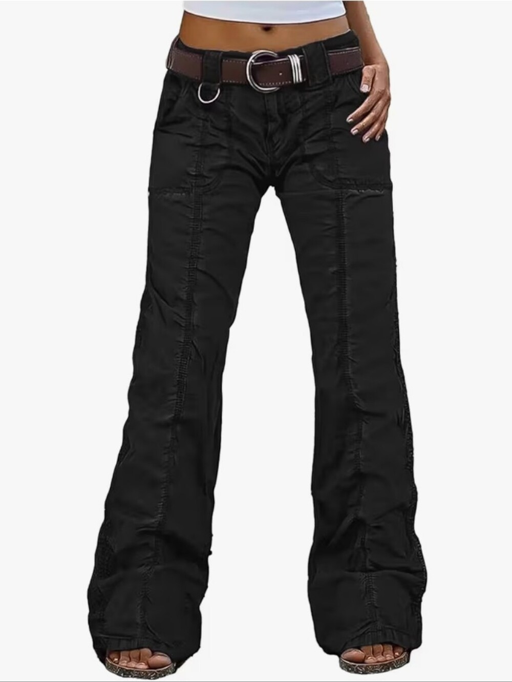 Black Flared Wide-Leg Jeans